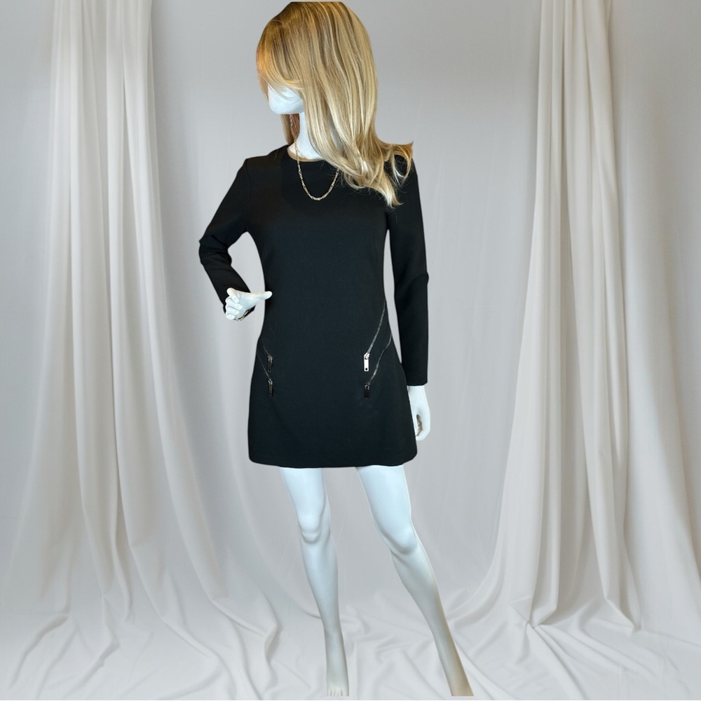 Zara Black Sheath Long Sleeve Cocktail Dress